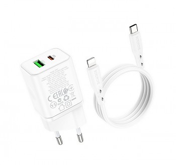 Rychlonabíječka Borofone BN7 pro iPhone včetně Lightning kabelu 20W bílá 2