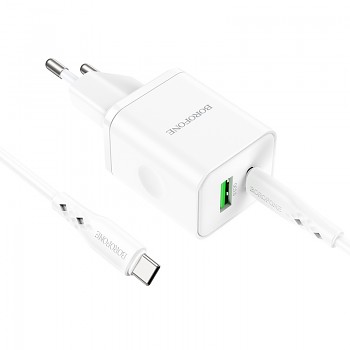 Rychlonabíječka Borofone BN7 20W včetně datového kabelu USB-C bílá 3