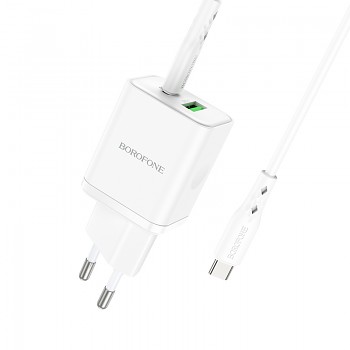 Rychlonabíječka Borofone BN7 20W včetně datového kabelu USB-C bílá 2