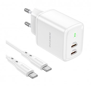 Rychlonabíječka Borofone BN9 Reacher včetně USB-C datového kabelu bílá 35W 3