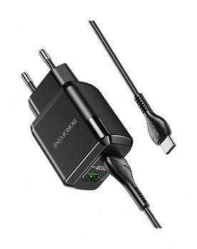Rychlonabíječka Borofone DBN6 Charmer včetně USB-C datového kabelu černá 18W