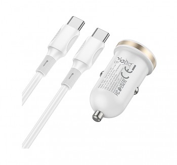 Rychlonabíječka do auta Borofone BZ22 30W včetně USB-C datového kabelu bílá