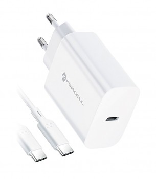 Rychlonabíječka Forcell vč. datového kabelu USB-C 25W bílá 1