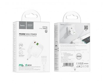 Rychlonabíječka HOCO C111A pro iPhone včetně Lightning kabelu 30W bílá3