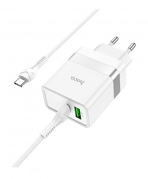 Rychlonabíječka HOCO N21 včetně USB-C datového kabelu bílá 30W3