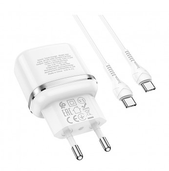 Rychlonabíječka HOCO N24 včetně USB-C datového kabelu bílá 20W
