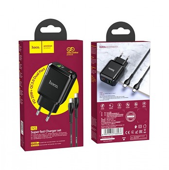 Rychlonabíječka HOCO N5 včetně USB-C datového kabelu černá 20W 3
