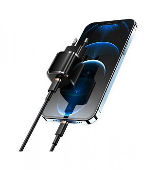 Rychlonabíječka USAMS U63 pro iPhone včetně Lightning kabelu 20W černá