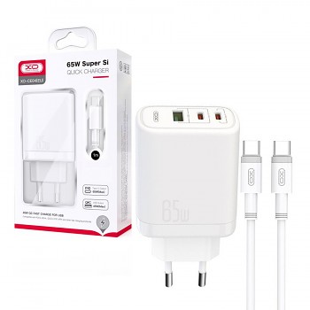 Rychlonabíječka XO CE04 vč. datového kabelu USB-C 65W bílá