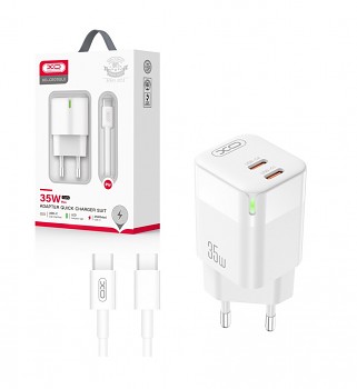 Rychlonabíječka XO CE07 včetně datového kabelu USB-C 35W bílá