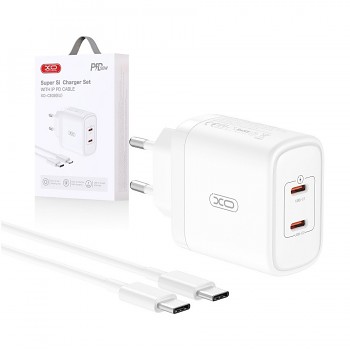 Rychlonabíječka XO CE08 včetně datového kabelu USB-C 50W bílá