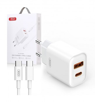 Rychlonabíječka XO CE12 včetně datového kabelu USB-C 20W bílá