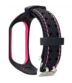 Silikonový řemínek Lifestyle pro Xiaomi Mi Band 5-6 černo-růžový 1