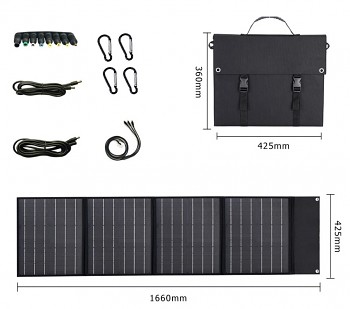 Solární rychlonabíječka 100W 4 panely černá 4
