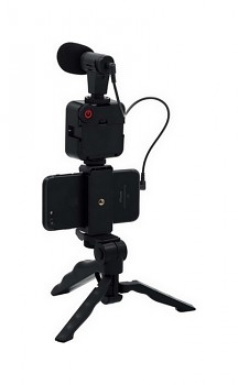 Tripod selfie tyč pro mobilní telefon s mikrofonem TopQ černá 1