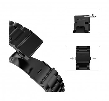 Univerzální ocelový řemínek Watchband W010 22 mm černý 2