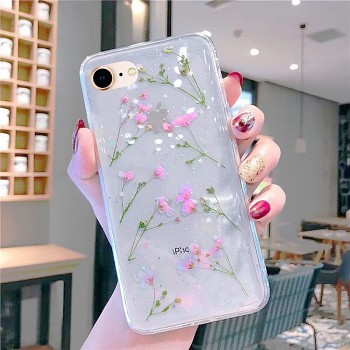 Zadní silikonový kryt na iPhone SE 2020 Kytičky růžové