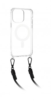 Zadní kryt Techsuit Mag na iPhone 15 Pro Max s černou šňůrkou průhledný