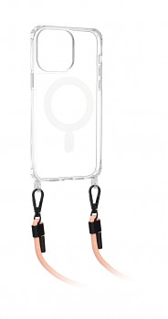Zadní kryt Techsuit Mag na iPhone 15 Pro Max s růžovou šňůrkou průhledný