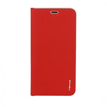 Vennus Book CARBON pouzdro s rámečkem pro Iphone 12 Pro Max červené