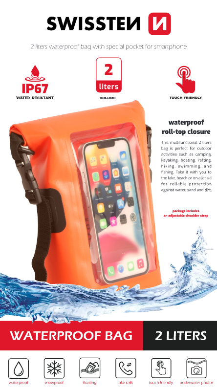 Levně Vodotěsné pouzdro Swissten waterproof oranžové 2l