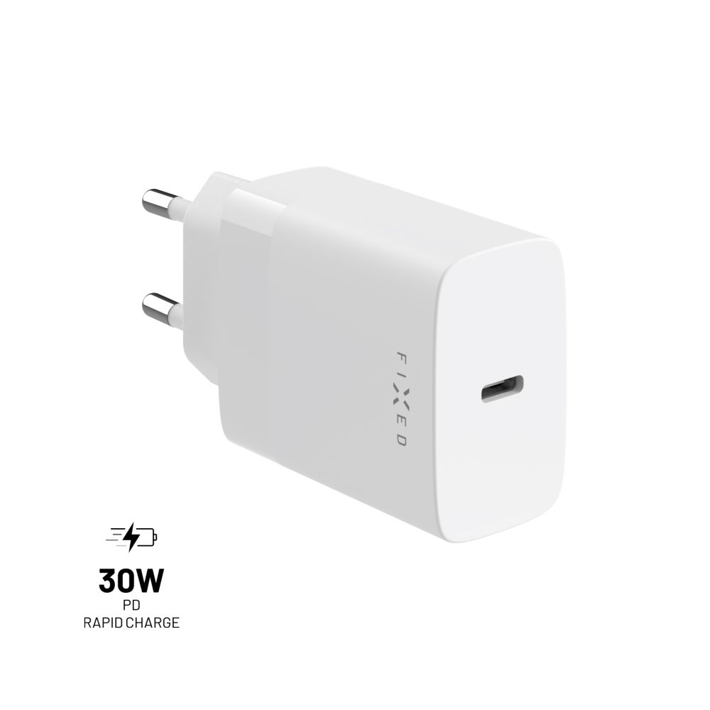 Levně Adaptér FIXED s USB-C výstupem a podporou PD, 30W, bílý