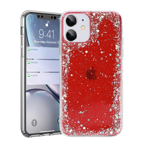 Levně Brilantní průhledné pouzdro pro Iphone 12 Pro Max Red