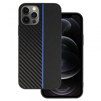 Tel Protect CARBON pouzdro pro iPhone 12 Pro černé s modrým pruhem