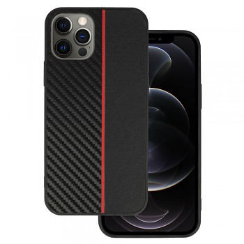 Tel Protect CARBON pouzdro pro iPhone 12 Pro Max black s červeným pruhem