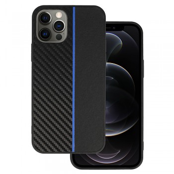 Tel Protect CARBON pouzdro pro iPhone 12 Pro Max black s modrým pruhem