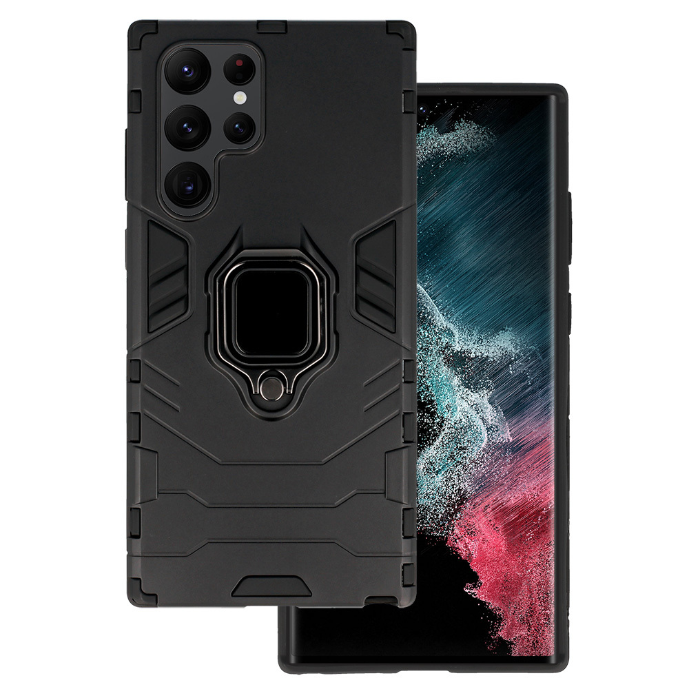 Levně Zadní kryt Ring Armor na Samsung Galaxy S22 Ultra Black