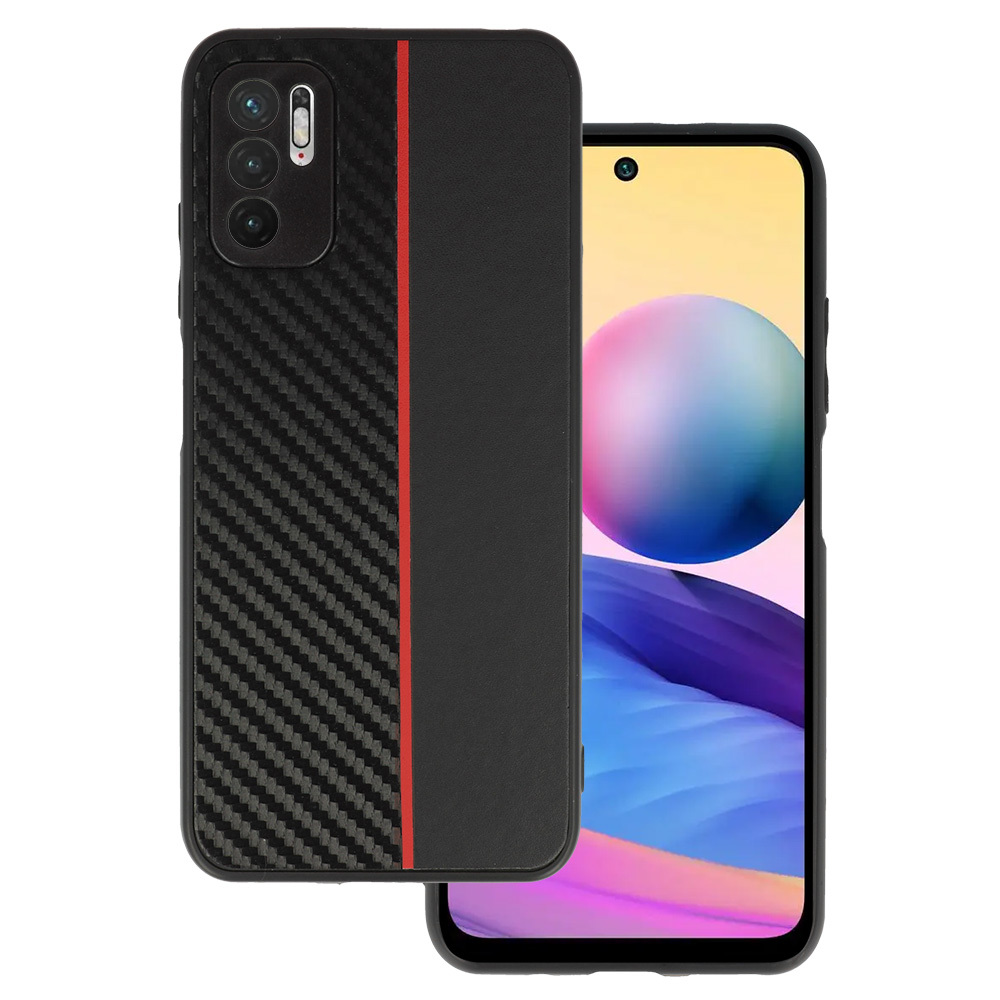 Levně Tel Protect CARBON pouzdro pro Xiaomi Redmi Note 10 5G black s červeným pruhem