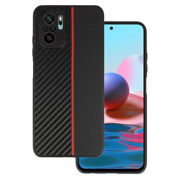 Tel Protect CARBON pouzdro pro Xiaomi Redmi Note 10/Note 10S/Poco M5S černé s červeným pruhem