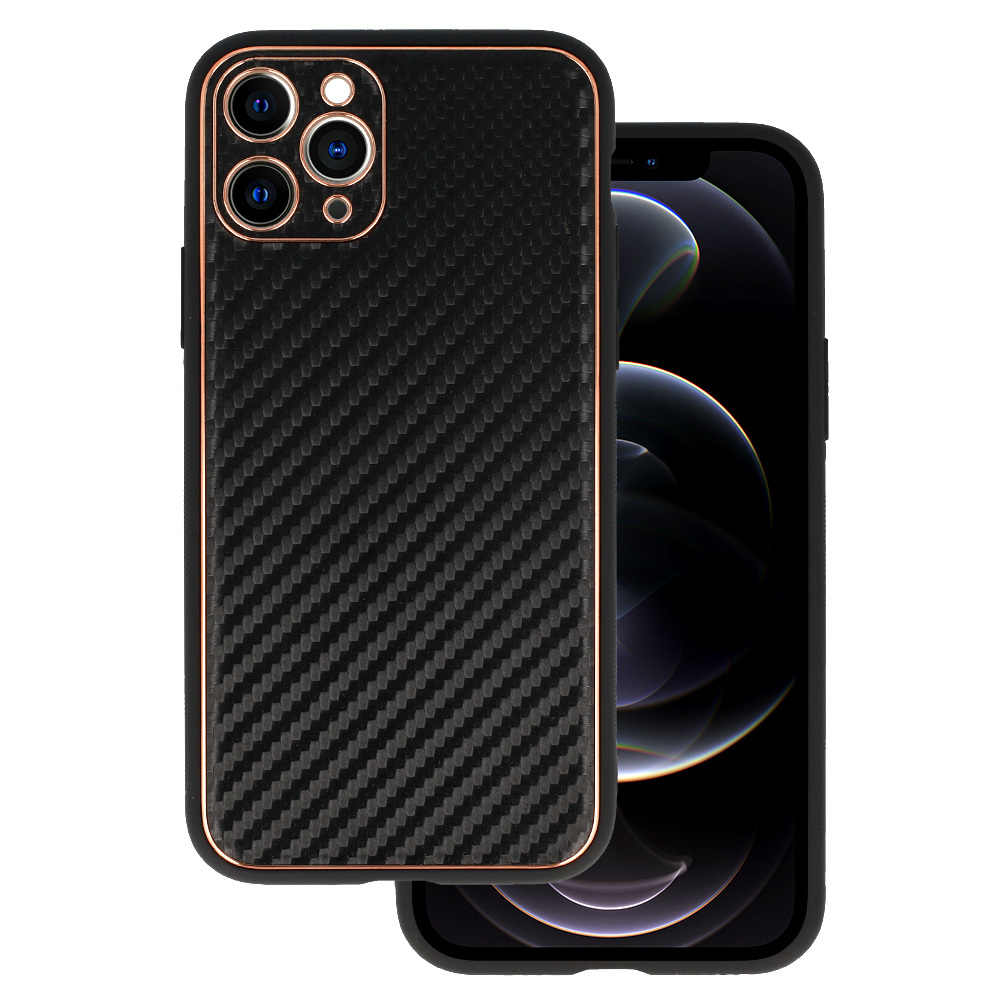 Levně TEL PROTECT Kožené pouzdro Carbon pro Iphone 11 Pro Black