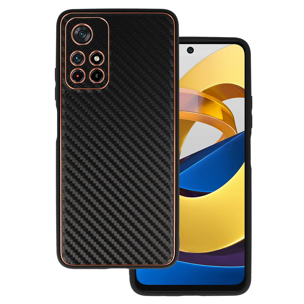 Levně TEL PROTECT Kožené pouzdro Carbon pro Xiaomi Redmi Note 11 5G/Note 11S 5G/Poco M4 Pro 5G Black