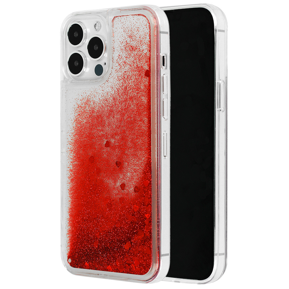 Levně Pouzdro Liquid Heart pro Iphone 13 Pro Max Red
