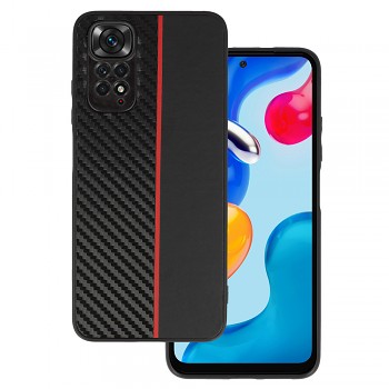 Tel Protect CARBON pouzdro pro Xiaomi Redmi Note 11 Pro/Note 11 Pro 5G black s červeným pruhem