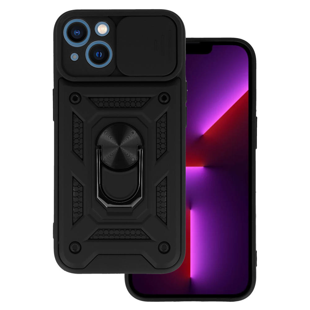 Levně Ultra odolný zadní kryt Armor Lens na iPhone 13 černý
