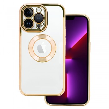 Krásné průhledné pouzdro pro Iphone 14 Pro Max gold