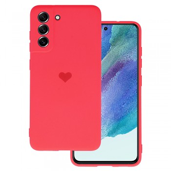 Vennus Silikonové pouzdro se srdcem pro Samsung Galaxy S21 FE design 1 červené
