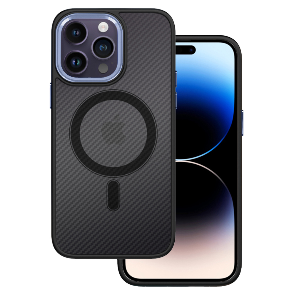 Levně Tel Protect Magnetic Carbon Case pro Iphone 13 Pro Black-purple