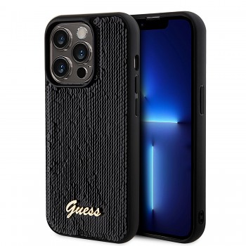 Zadní kryt Guess Sequin Script Logo pro iPhone 14 Pro Black