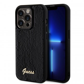 Zadní kryt Guess Sequin Script Logo pro iPhone 14 Pro Max Black