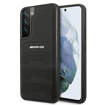 Originální kožené pouzdro AMG s reliéfními liniemi AMHCS22MGSEBK pro Samsung Galaxy S22 Plus Black
