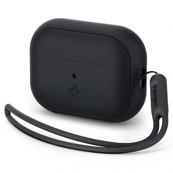 Pouzdro SPIGEN Silicone Fit ACS05479 pro Apple Airpods Pro 1/2 s páskem - Černé
