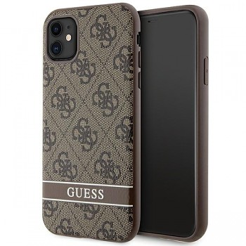 Originální pouzdro GUESS hardcase 4G Stripe GUHCN61P4SNW pro Iphone 11/ Xr Brown