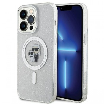Originální pouzdro KARL LAGERFELD hardcase Karl&Choupette Glitter MagSafe KLHMP14XHGKCNOT pro Iphone 14 Pro Max transparentní