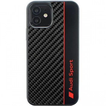 Originální pouzdro AUDI hardcase Carbon Fiber Stripe AUS-TPUPCIP12P-R8/D1-BK pro Iphone 12/12 Pro černé