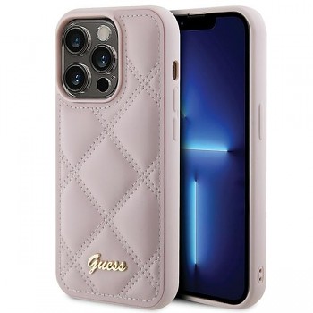 Originální zadní kryt GUESS Quilted Metal Logo hardcase GUHCP15XPSQSQSP pro Iphone 15 Pro Max pink