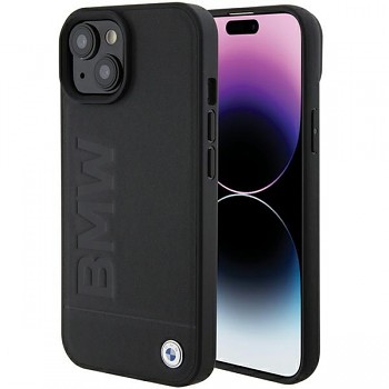 Originální pouzdro BMW Leather Hot Stamp BMHCP15SSLLBK pro Iphone 15 Black